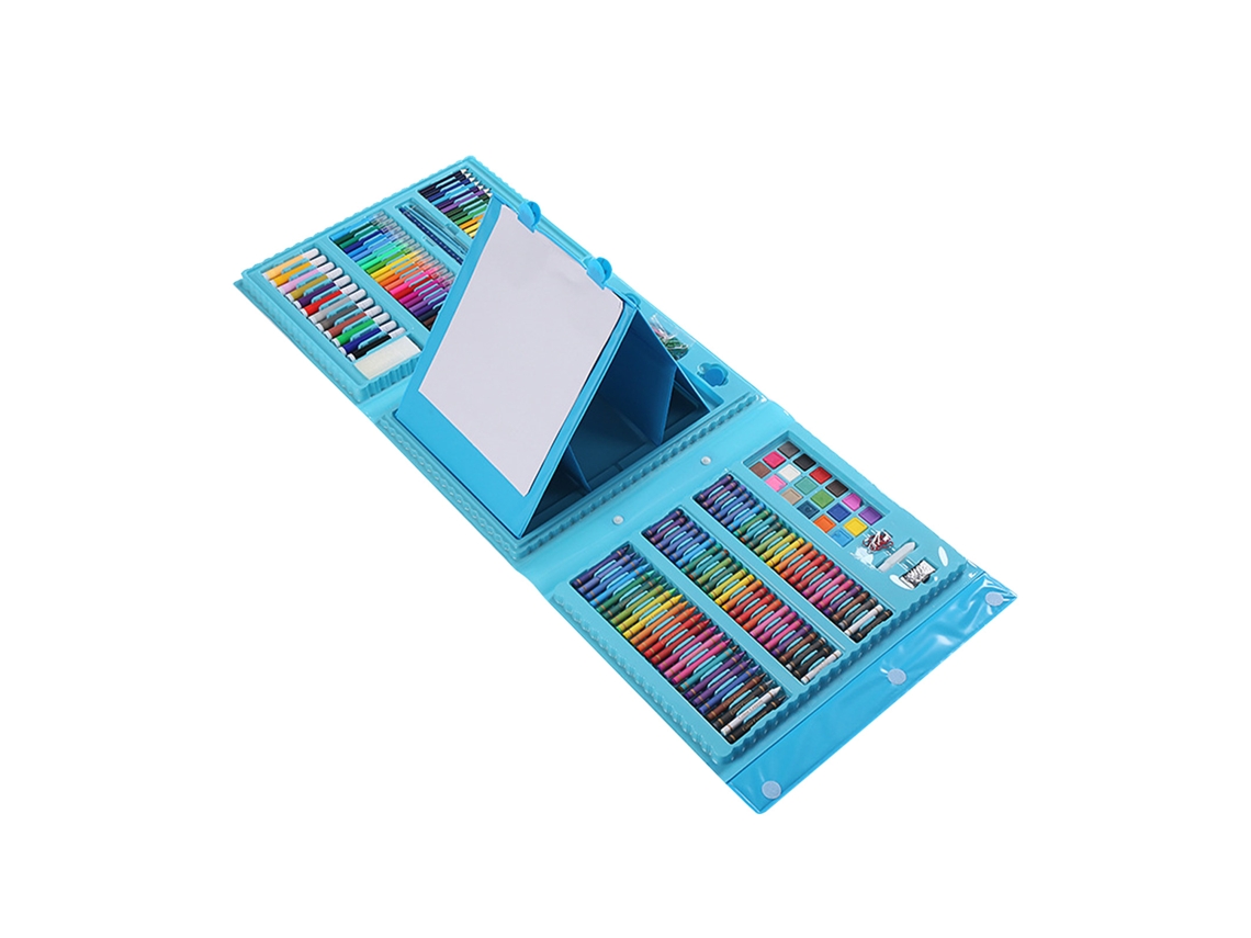Kit De Dibujo Azul De 280 Piezas, Profesional, Portátil, Educativo, Regalo, Pvc.