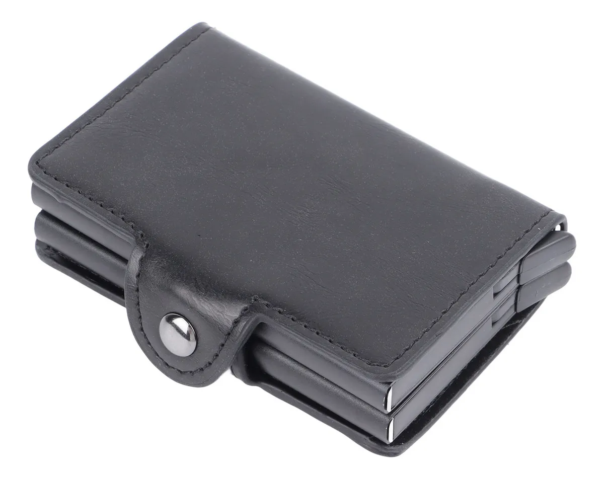 Tarjetero de aleación de aluminio con cerradura, color negro, Rfivayotoy