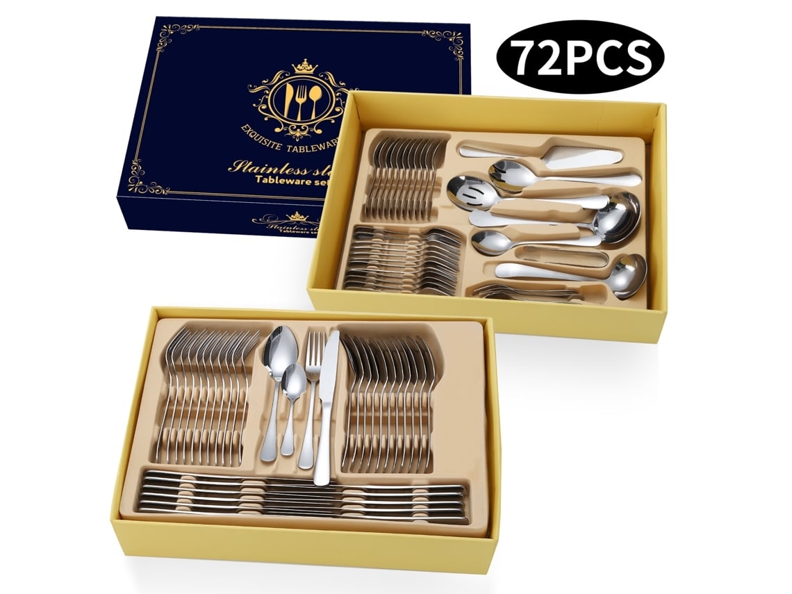 Juego de cubiertos de acero inoxidable Yunzii de 72 piezas en caja de regalo