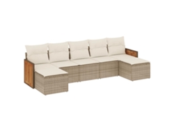 Conjunto de 7 sofás de jardín con cojines de mimbre beige MAISON EXCLUSIVE (7 piezas)