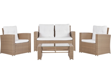 Conjunto de jardín de ratán marrón claro BELIANI Luca