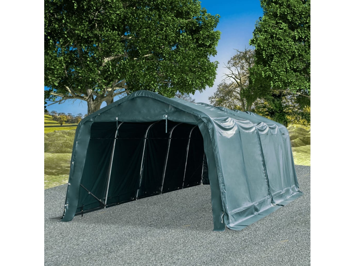 vidaXL Carpa para ganado desmontable PVC verde oscuro 550 g/m² 3,3x8 m