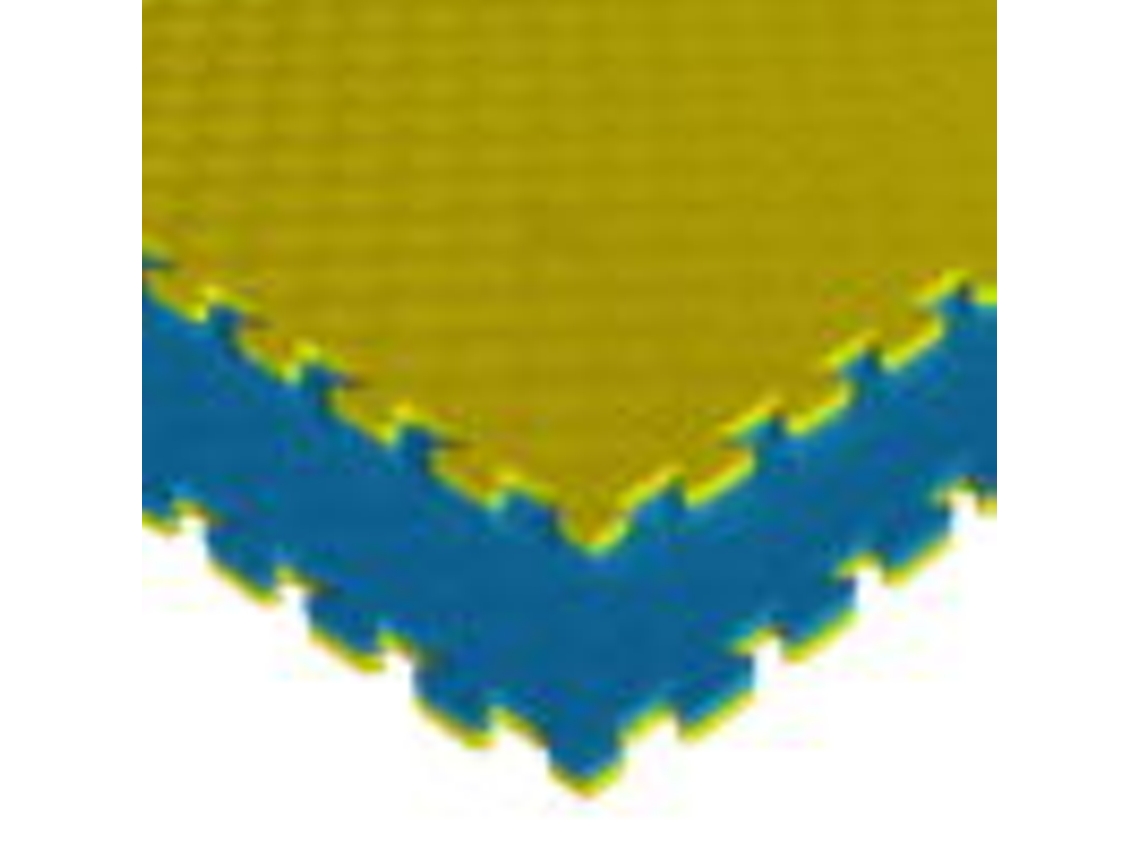 Tatami Puzzle40 PIEZAS (40m² ) Esterilla Goma Espuma Tatami Suelo para Gimnasio Ideal Artes Marciales 1m x 1m x 2,5cm Superficie 5 líneas Amarillo/Azul