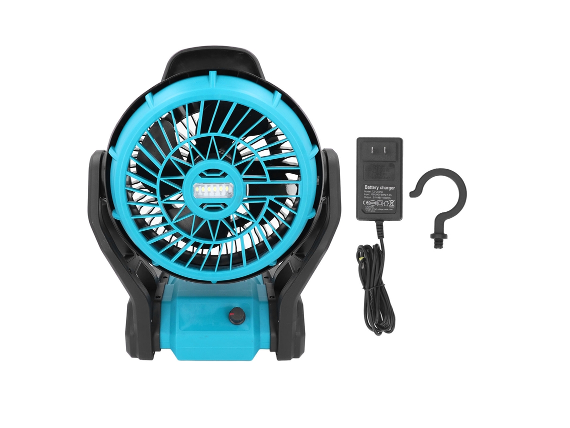Ventilador de camping de 12 pulgadas con batería de 18 V, 100-240 V, enchufe estadounidense.