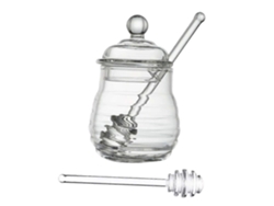 Tarro de cristal para miel con tapa y cuchara, tarro de cristal transparente para mermelada, especias, a prueba de humedad.
