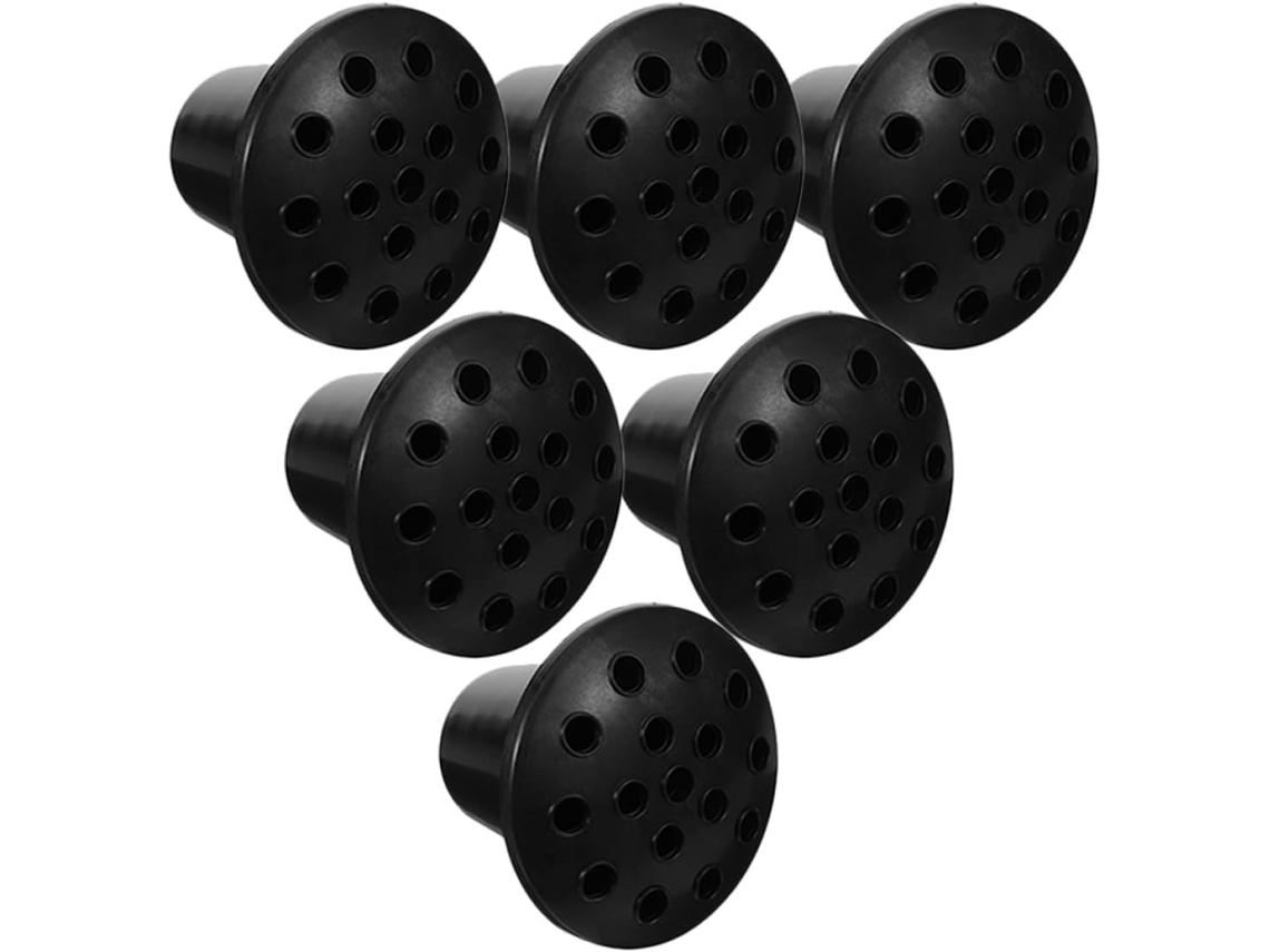 Juego De 6 Jarrones De Plástico Negro Para Flores, Ideales Para Tumbas O Funerales, Con 16 Orificios. Decoración.