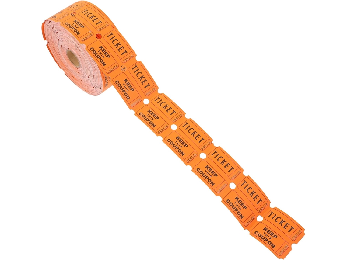 Rollo De Papel Naranja Para Boletos De Rifa Y Lotería, 1000 Unidades, Agradable Al Tacto.