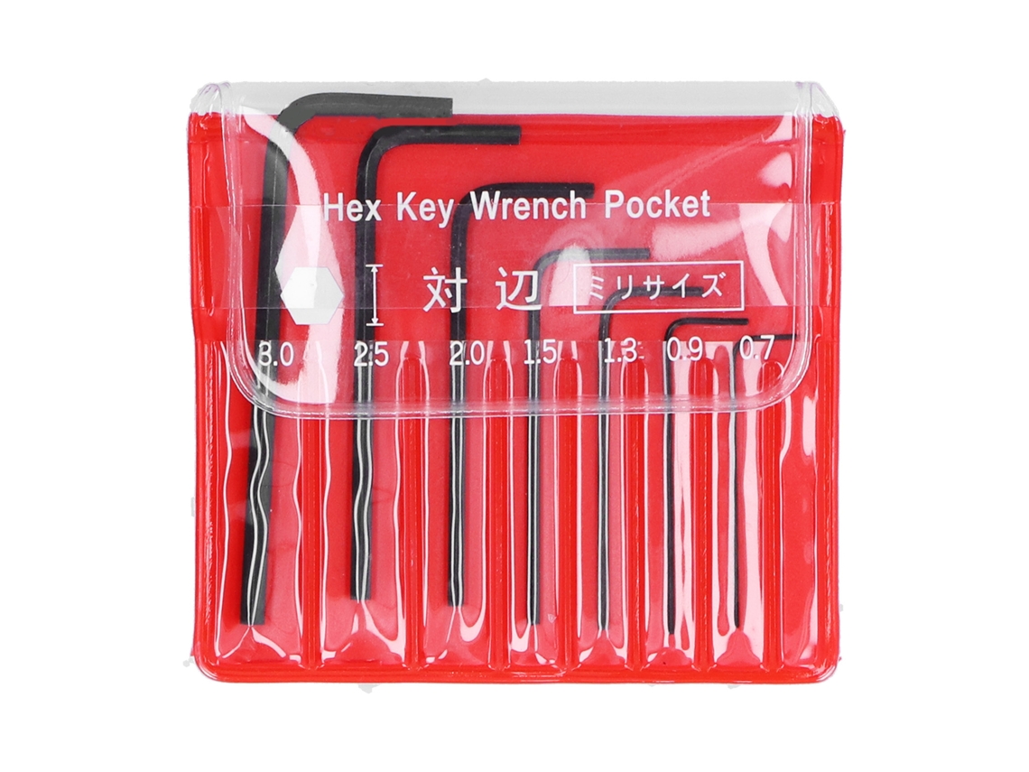 Conjunto Chave Allen Mini 7 Peças 0.7‑3.0mm Ferramenta Industrial Hex Key Wrench Kit 8pk‑022