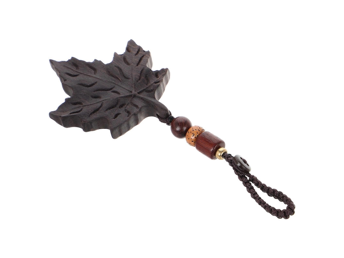 Chaveiro De Madeira Preta Em Formato De Folha De Bordo Com Função Anti-perda Para Chaves, Pingente Para Celular, Chaveiro Fofo, 9 X 5,5 Cm