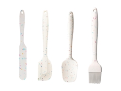 Juego De 4 Utensilios De Cocina De Silicona: Raspador De Tiras De Color Caramelo, Cepillo De Aceite Grande, Raspador Grande, Espátula De Acero Inoxidable De Calidad Alimentaria JEIIBRZUI