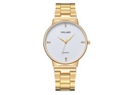 Conjunto De Dos Relojes De Pulsera De Cuarzo Yolako Con Brazalete De Acero Inoxidable Y Baño De Oro.