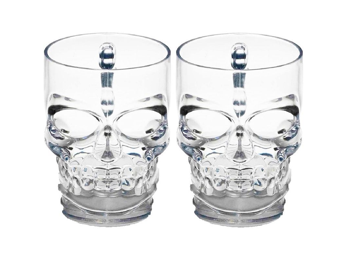 Jarra De Cerveza Con Cara De Calavera, Juego De 2, Base Pesada, Vaso Divertido Para El Entretenimiento.