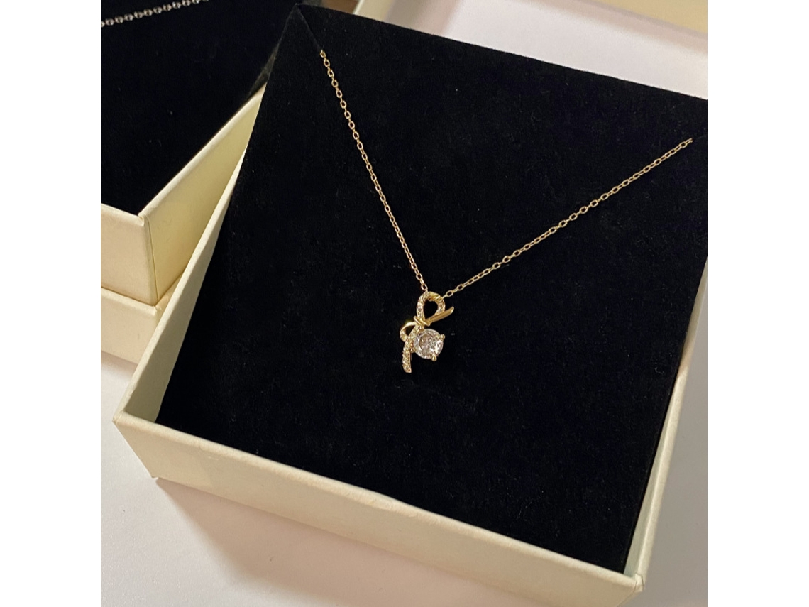 Collar Con Lazo De Plata De Ley 925 (oro), Diseño De Lujo Veraniego Con Diamantes Brillantes.