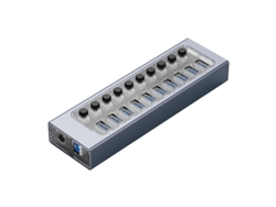 Estación de acoplamiento Yizhood Hub USB Hub USB 3.0 con cargador rápido QC 10 puertos múltiples con interruptor gris