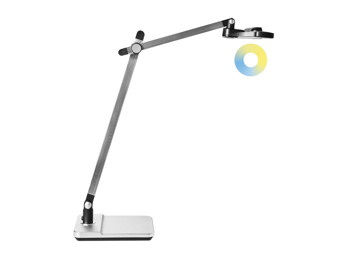 Lámpara de escritorio LED Serpens de Beliani en material sintético, color plata, 15 x 30 x 51 cm