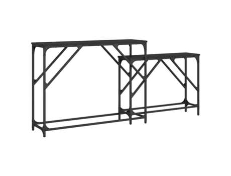 Conjunto 2 Mesas consolas apilables VIDAXL madera de ingeniería negro