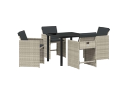 Conjunto de comedor de jardín de 5 piezas - Muebles de comedor de jardín de mimbre gris claro HARLANV1