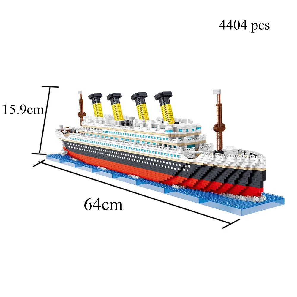 MDUG Titanic - Juego de bloques de construcción en miniatura de plástico 3D para adultos (4404 piezas)