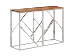 Mesa consola acero inoxidable y VIDAXL madera maciza acacia plateada