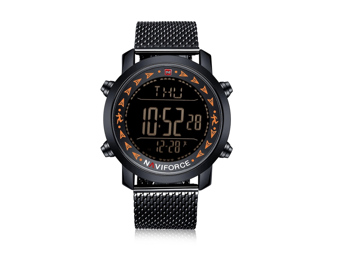 Reloj Electrónico De Cuarzo Para Hombre Naviforce Con Brazalete De Acero, Resistente Al Agua Hasta 3 Atm.