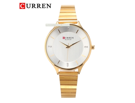 Reloj de Mujer Reloj de Cuarzo de Negocios para Damas Reloj de Pulsera de Acero Inoxidable Relojes de Moda Reloj-Concha Dorada Blanca LUUCOZK