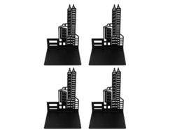 4 Piezas Book Holders Estilo Arquitectónico Apoyalibros Negros Resistentes Con 4 Almohadillas Antideslizantes Para Libros Cd Dvd