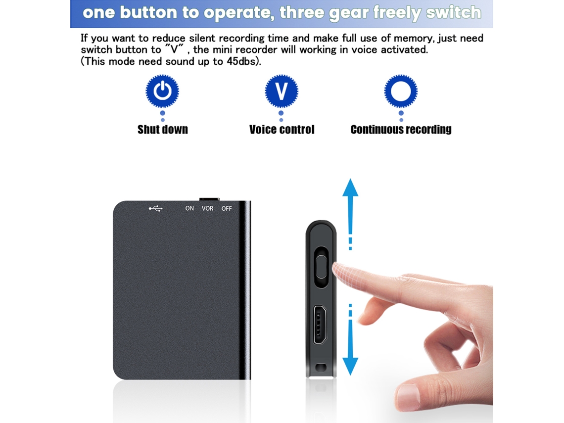 Mini Grabadora De Voz Q61, Grabadora De Audio Activada Por Voz, Reproductor De Mp3, 16 Gb, Tarjeta Tf.