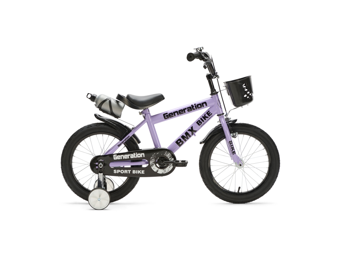 Bicicleta infantil Generation BMX de 16 pulgadas, color lila.