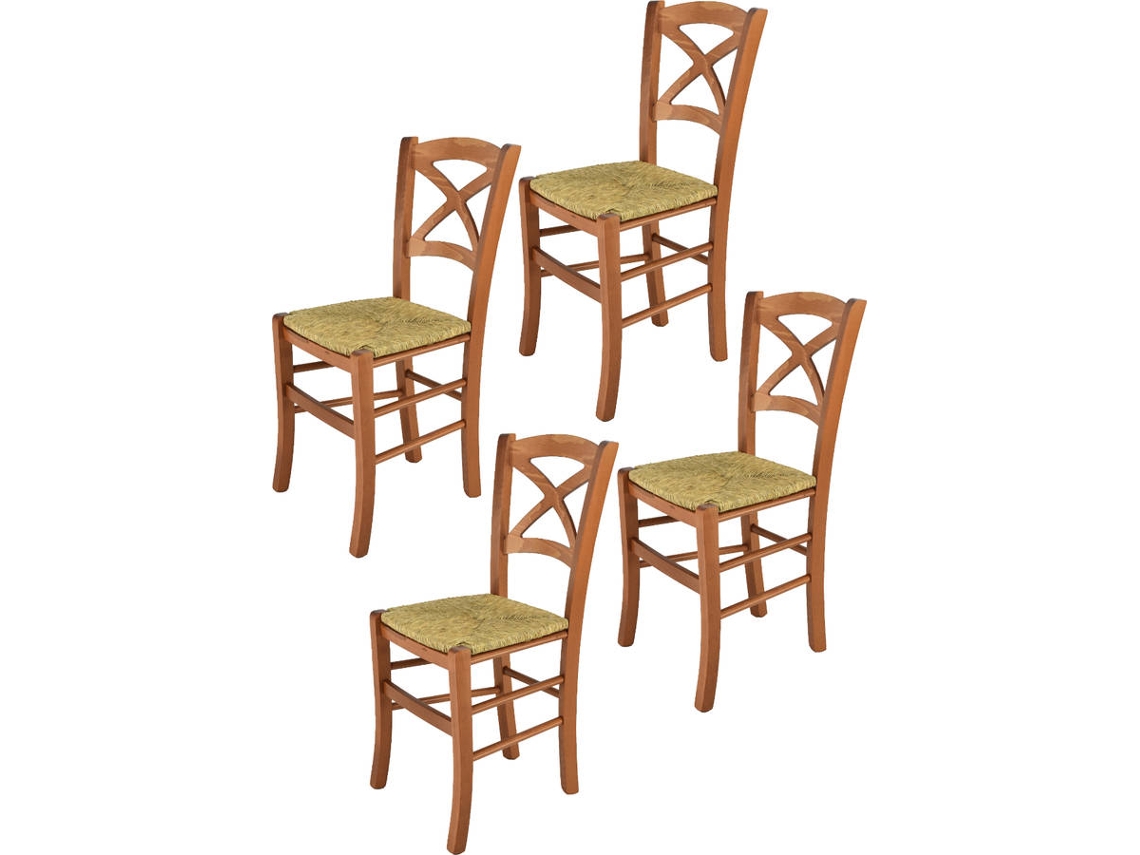 Conjunto de 4 Cadeiras T M C S Cross 330CI (Castanho - 88x43x46 cm - Madeira)