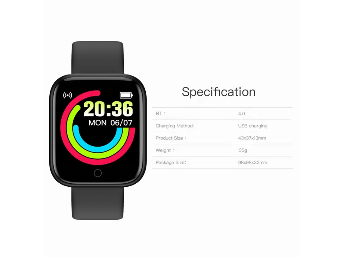 Pulseira Inteligente Esportiva Y68 Com Tela Ips Touch, Monitor Cardíaco, Pressão Sanguínea, Ip67, Compatível Com Android/ios