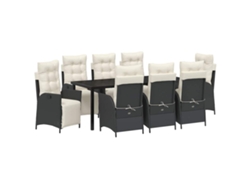 Maison Exclusive - Conjunto De Comedor De Jardín 9 Pcs Negro Ratán Sintético