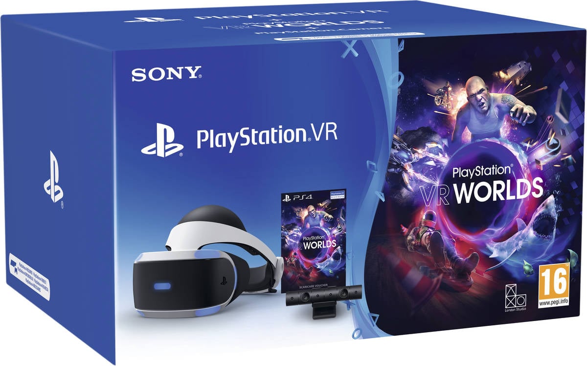 Gafas de Realidad Virtual PS VR SONY + Cámara + Juego VR Worlds