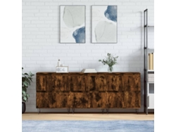 Pack 3 Uds Aparador | Mueble De Comedor | Buffetes Madera Contrachapada Roble Ahumado Wsd770798