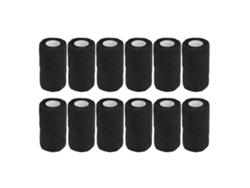 12 vendas elásticas autoadhesivas negras para animales, 10 cm