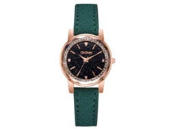 Reloj De Pulsera De Cuarzo De Pu A La Moda, Estilo Casual Sencillo Con Diamantes De Imitación (verde)