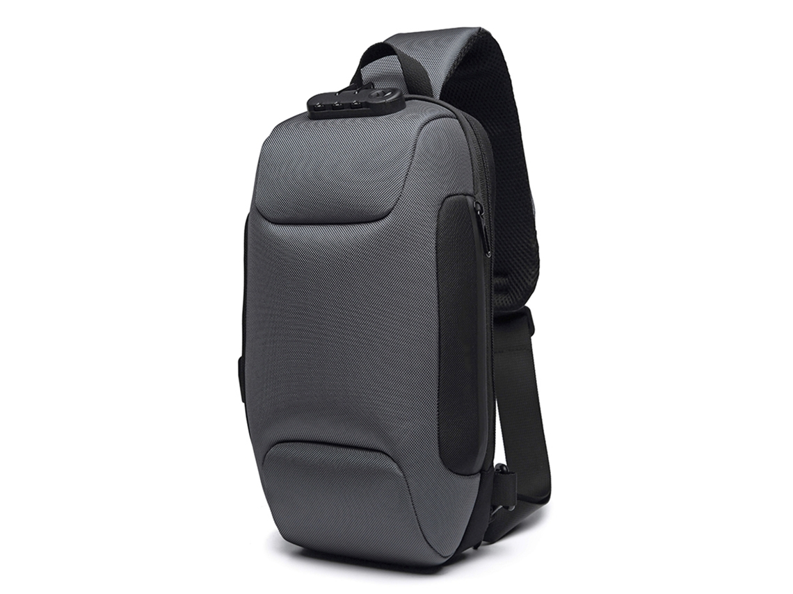 Mali bolsa de Ombro para Homem Outdoor Resistente À Água de Têxtil Oxford Mochila Torácica Anti furto com Código de Bloqueio e Interface Usb