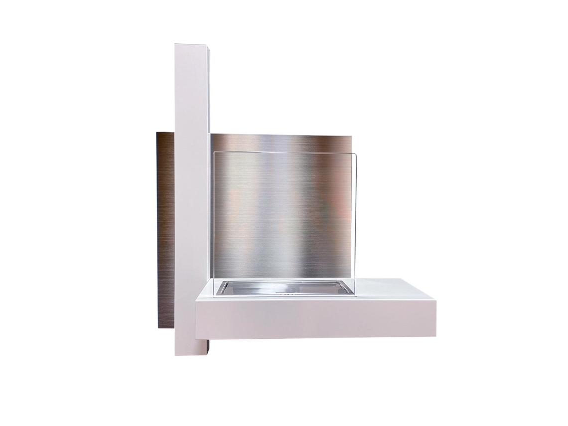 Chimenea de bioetanol Vienna, de pared, blanca, 65 x 75 x 23 cm