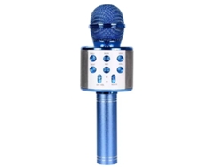 Micrófono de karaoke inalámbrico para niños Gusshious, altavoz portátil con luces LED danzantes y función de grabación - Azul