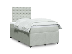 Cama Box Spring Con Colchón Terciopelo Gris Claro 120x200 Cm