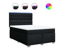 Maison Exclusive - Cama Box Spring Con Colchón Tela Negro 140x190 Cm