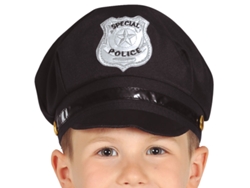 Gorra de Policía negro de tela infantil