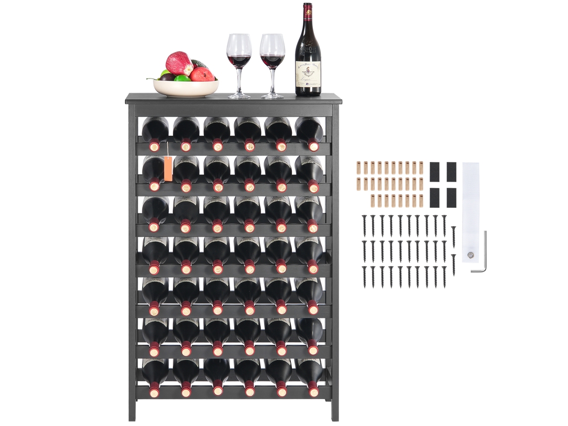 Botellero modular de bambú Succebuy de 7 niveles para 42 botellas con estante de sobremesa