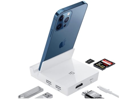 Iluminación para estación de acoplamiento Hdmi Otg 6 en 1 Hdmi Usb Hub cámara Digital AV Usb Sd Tf lector de tarjetas fuente de alimentación BISBIS...