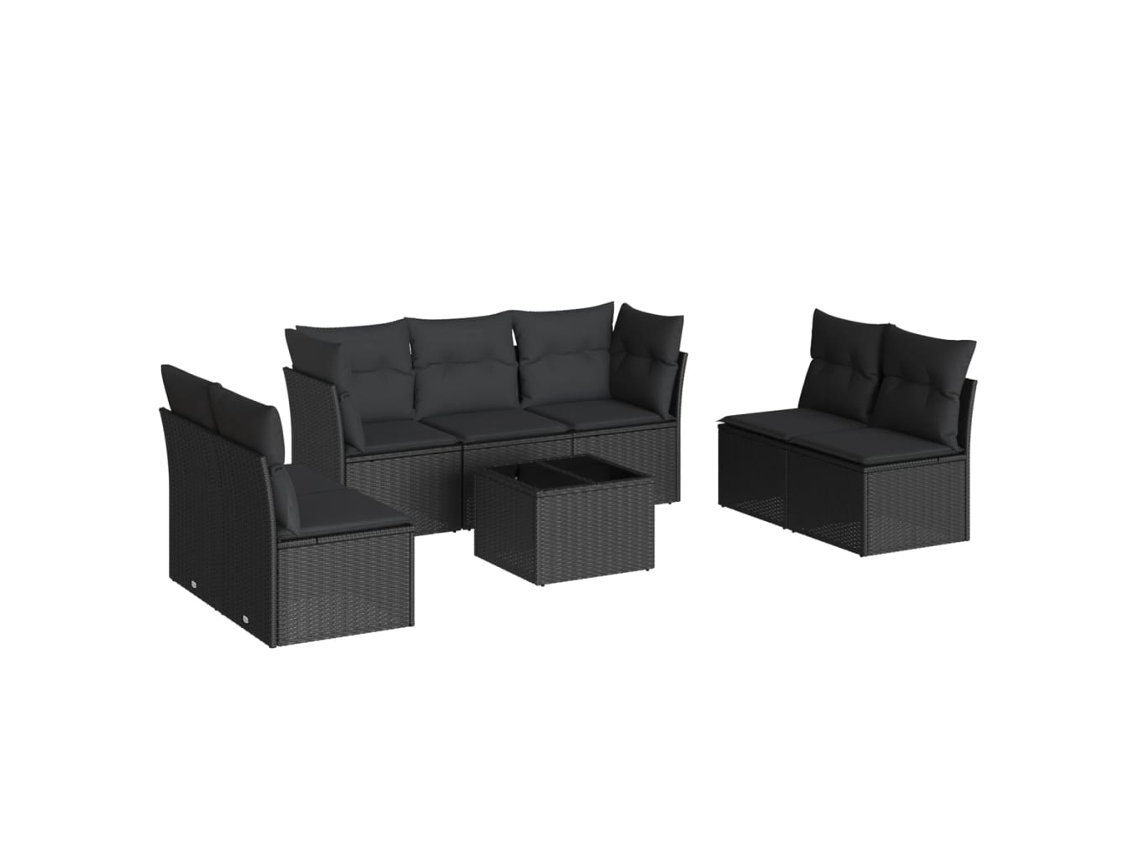 Maison Exclusive - Set De Sofás De Jardín 8 Piezas Y Cojines Ratán Sintético Negro