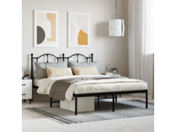 Estructura Cama Sin Colchón Con Cabecero Metal Negro 140x200 Cm