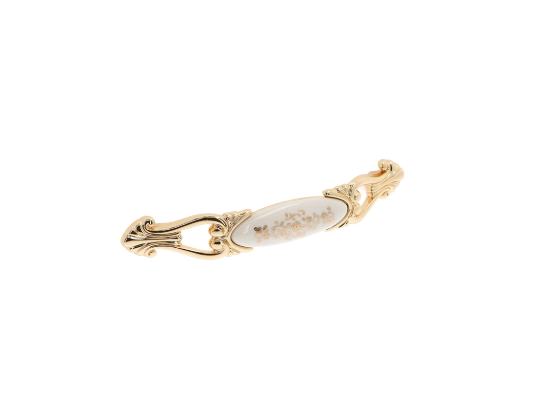 Tirador Para Muebles De Zamak Y Porcelana Distancia Entre Centros De 128 Mm Chapado En Oro Lote De 6mm