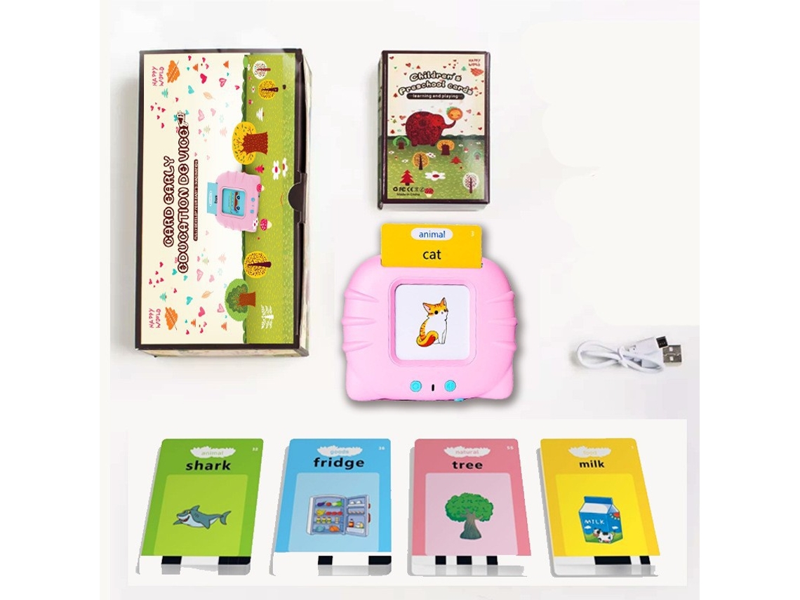 Juego de cartas con audio para aprender inglés infantil, 112 tarjetas Digitallab (rosa)