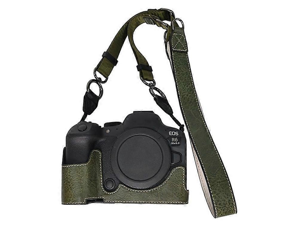 Estuche protector de PU con textura de lichi y correa para el hombro compatible con Canon EOS R6 Mark II/R6/R5