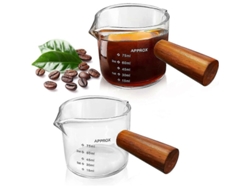 Vaso Medidor Con 2 Boquillas Y Mango De Madera, 75 Ml, Taza De Café Espresso, 2 Unidades