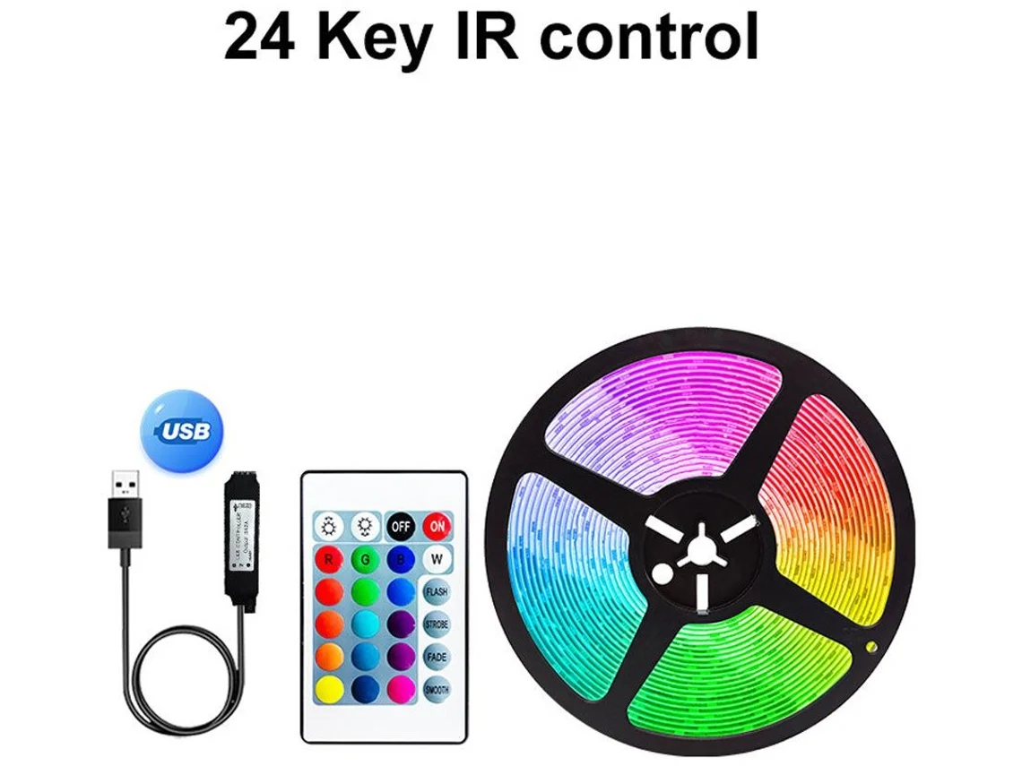 Tira De Luz Led 30M 260Led Usb Rgb 5V Retroiluminación Led Tira De Luz Flexible Infrarroja 24 Teclas Control Remoto CHRUI
